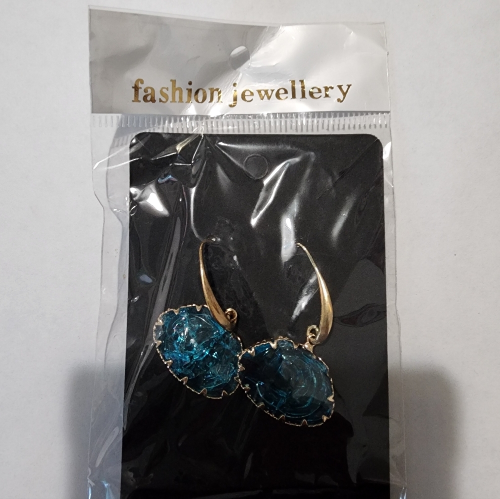 Elegant Blue and Gold Earrings